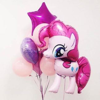 Фонтан розовых шаров с пони