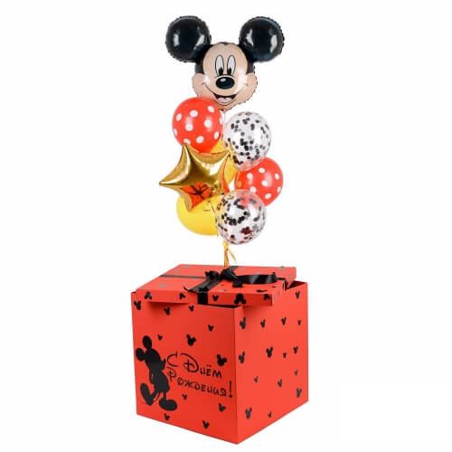 Коробка с шарами на день рождения «Микки»