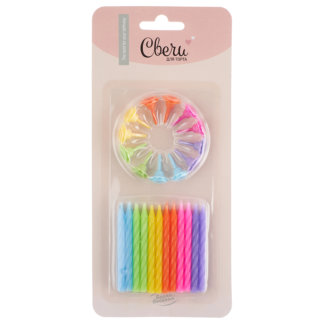 Свечи с держателями (ассорти) 24 шт