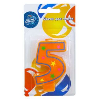 Свеча Цифра 5 Красочная (7 см)