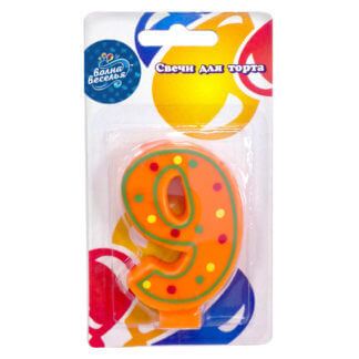 Свеча Цифра 9 Красочная (7 см)