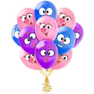 Облако из 15 гелиевых шариков Смешарики