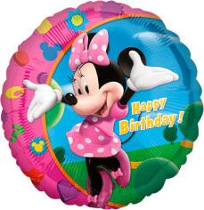 Фольгированный круг 46 см, Минни Маус (С днём рождения)