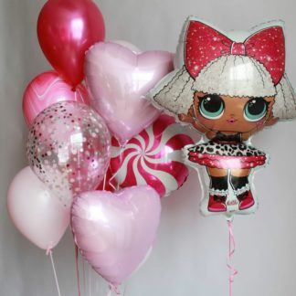 Композиция воздушных шаров куклы LOL Дива