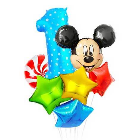 Композиция из гелиевых шаров «Микки поздравляет!»
