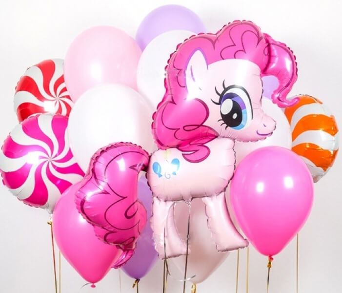 Оформление из гелиевых шаров Пони для девочки