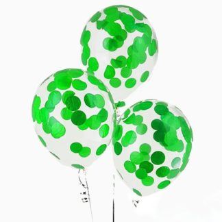 Шар 30 см с зелёным бумажным конфетти
