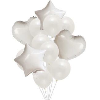 Композиция белых шаров Белая сказка