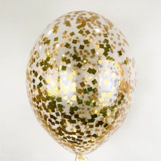 Шар 30 см с конфетти Золотые кубики