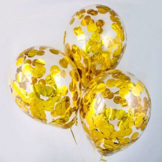 Шар 30 см с золотым круглым конфетти