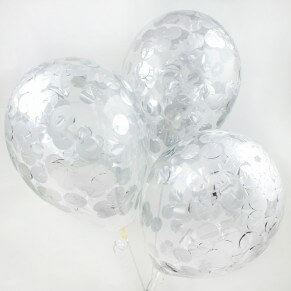 Шар 30 см с серебряным круглым конфетти