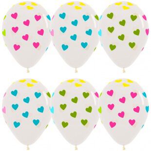 Латексный шар 30 см, Сердца (флюор), прозрачный