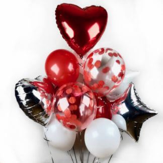 Композиция красных и серебренных шаров Страсть