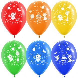 Латексный шар 30 см, Три кота, ассорти, пастель