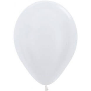 Латексный шар 30 см, металлик, белый