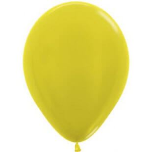 Латексный шар 30 см, металлик, жёлтый