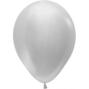 Латексный шар 30 см, металлик, серебряный