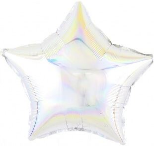 Серебряная (перламутровый блеск) фольгированная звезда 46 см