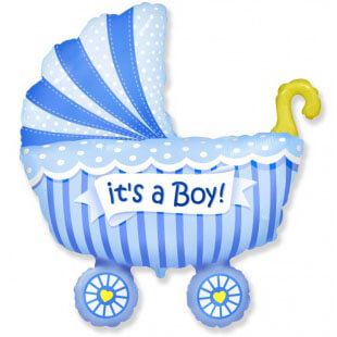 Шар (35''/89 см) Фигура, Коляска для мальчика, Голубой