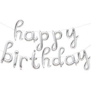 Набор букв Happy Birthday (курсив), серебро, 41 см
