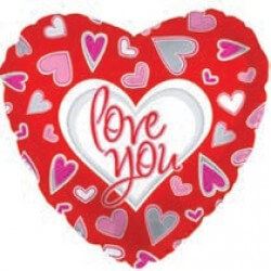 Фольгированное сердце 46 см, I love you (причудливые сердца)