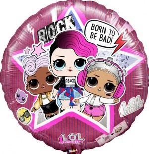 Фольгированный круг 46 см, Кукла ЛОЛ (рок-звёзды)
