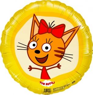 Фольгированный круг 46 см, Три кота (Карамелька), жёлтый