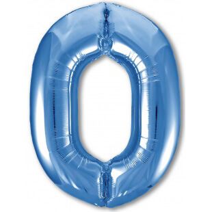 Шар цифра 0 синяя, 102 см