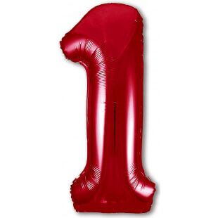 Шар цифра 1 красная, 102 см