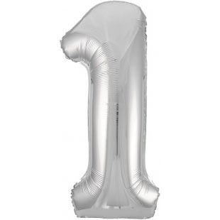 Шар цифра 1 серебряная, 102 см
