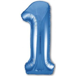 Шар цифра 1 синяя, 102 см
