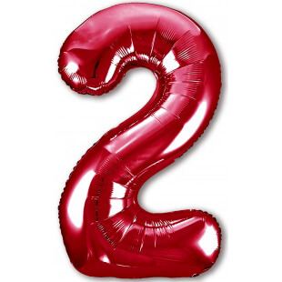Шар цифра 2 красная, 102 см