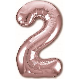 Шар цифра 2 розовое золото, 102 см