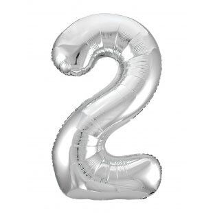 Цифра 2 серебряная, 102 см