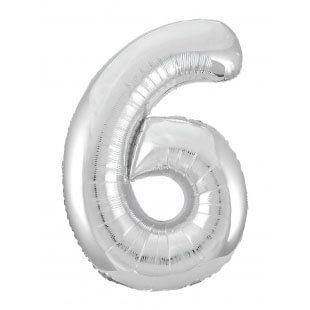 Цифра 6 серебряная, 102 см