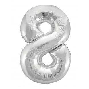Цифра 8 серебряная, 102 см