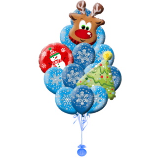 Композиция воздушных шаров  Рудольф с елочкой