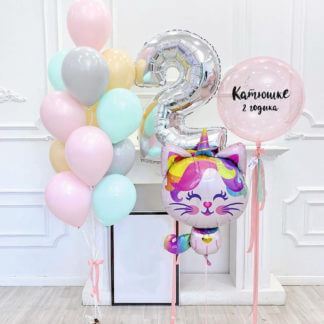 Набор воздушных шаров с индивидуальной надписью и цифрой на выбор