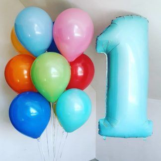 Цветное ассорти из 10 шаров с цифрой