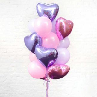 Композиция шаров сиреневые и розовые