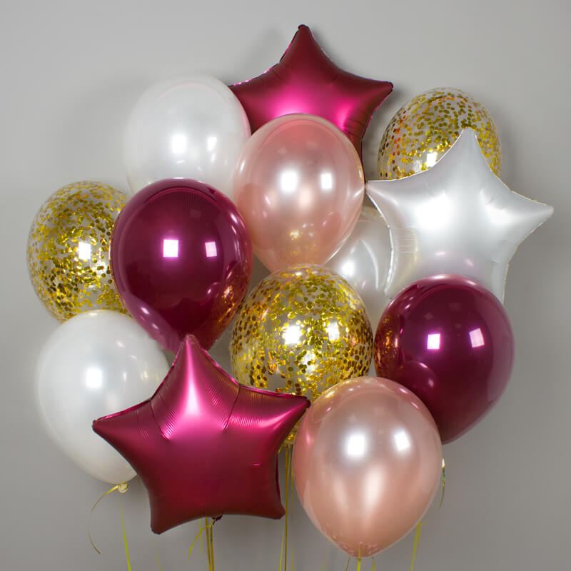 Композиция шаров Бордовые звёзды