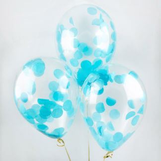Шар 30 см с голубым конфетти