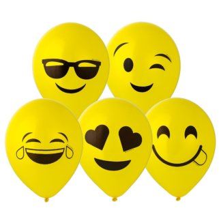 Латексный шар 30 см, Смайлы (озорные), жёлтый, пастель, 2ст