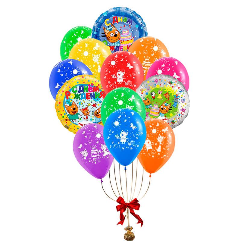 Облако шаров Три кота с днём рождения