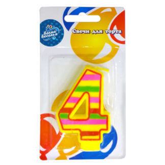 Свеча Цифра 4 Красочная (7 см)