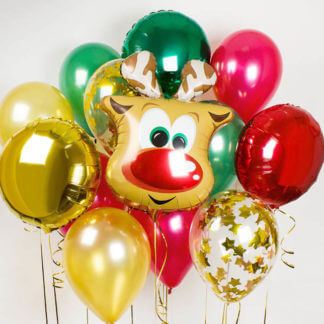 Композиция гелиевых шаров «Олень Рудольф»