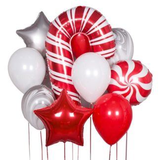 Композиция из воздушных шаров «Леденец санты»