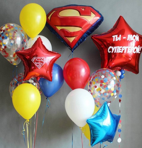 Композиция шаров с гелием Ты мой супергерой