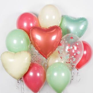 Композиция шаров и сердец Нежный коралл