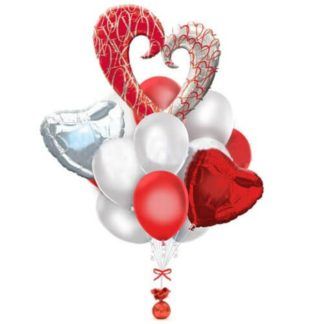 Красно-белый букет из шаров для любимой
